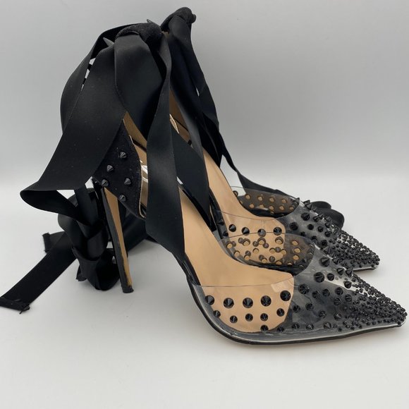 FSJ High Heel Ankle Strap Sandals PVC club shoes - Picture 5 of 6